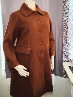 New Women's Brown Wool Coat, Plus Size 2X
